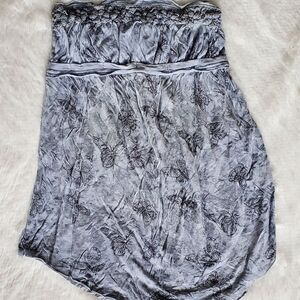 Free People Butterfly Blue Strapless Babydoll Top